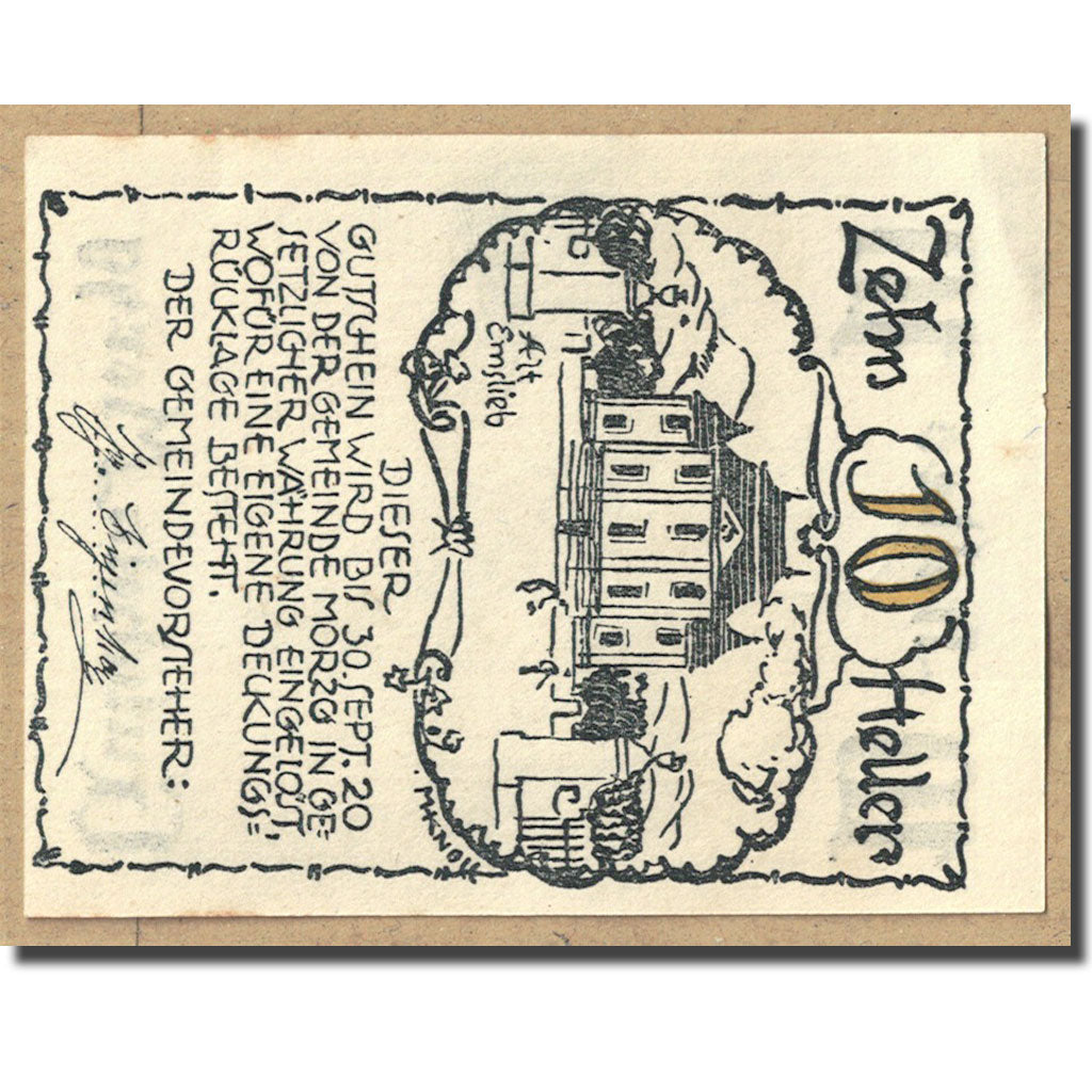 Geldschein, Österreich, Morzg, 10 Heller, personnage, UNZ-, Mehl:FS 630a