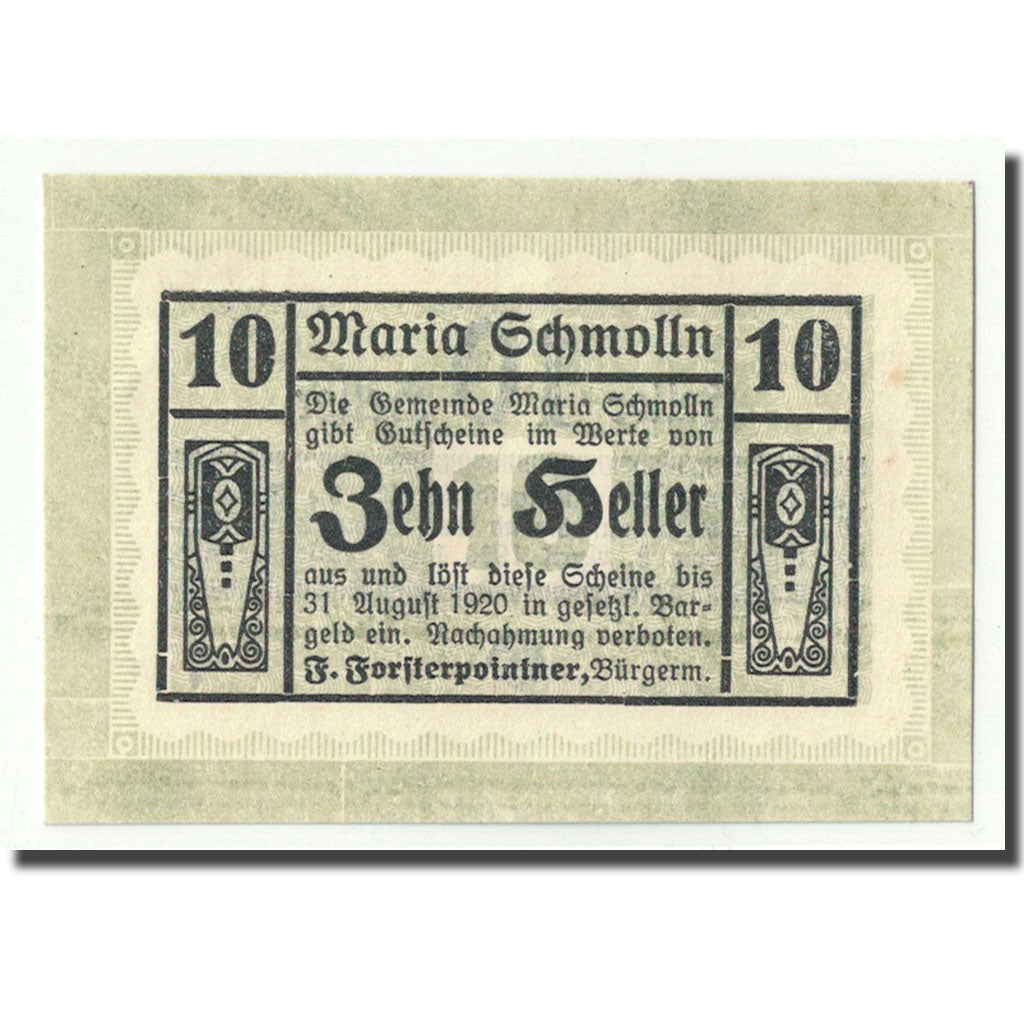 Geldschein, Österreich, Maria Schmolln O.Ö. Gemeinde, 10 Heller, graphique