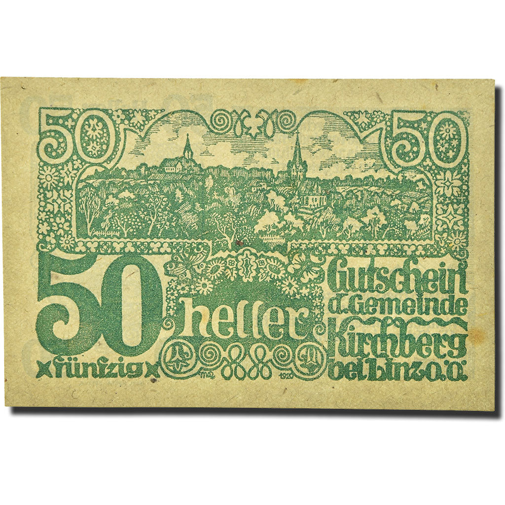 Geldschein, Österreich, Kirchberg, 50 Heller, paysage, 1920, 1920-04-25, UNZ-