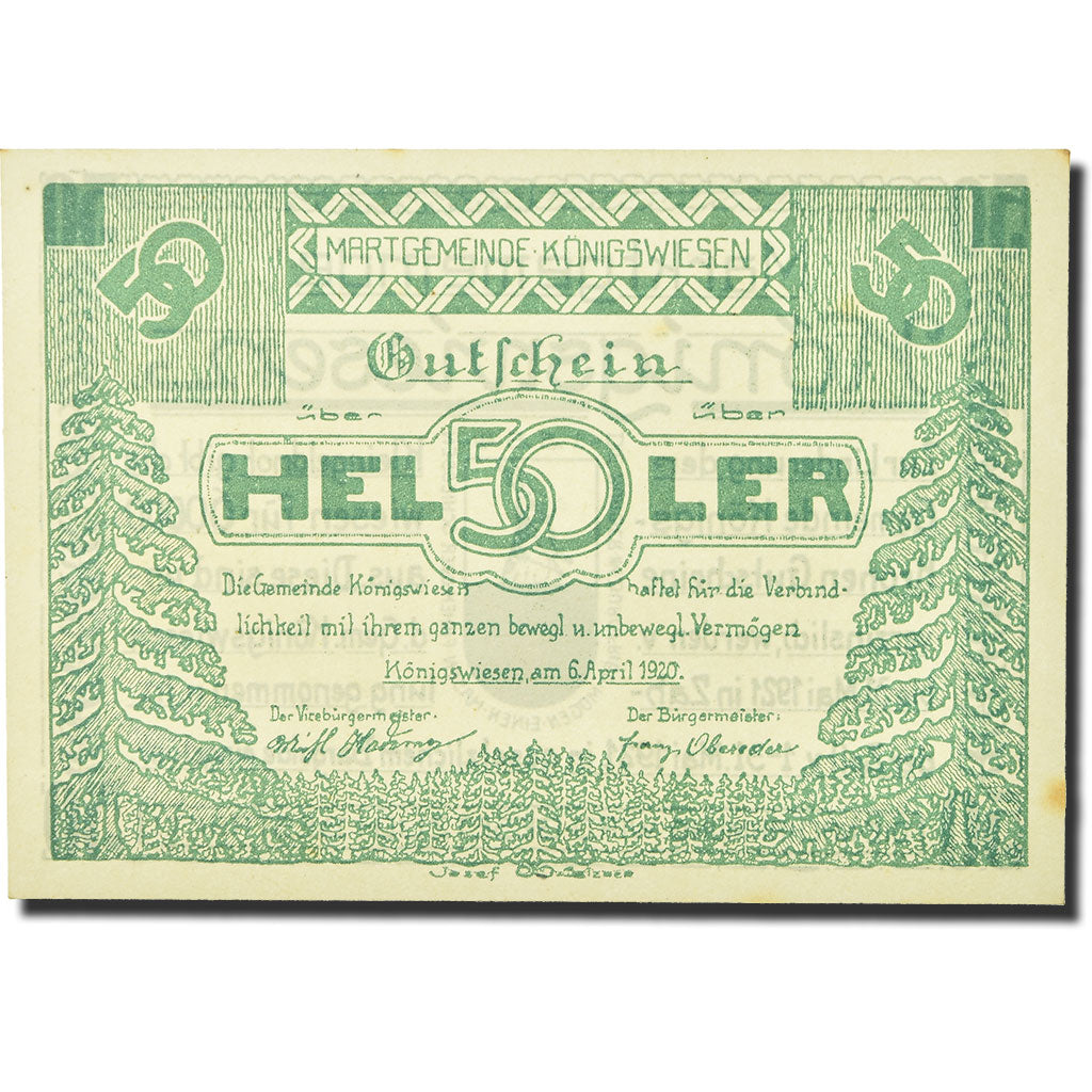 Geldschein, Österreich, Konigswiesen, 50 Heller, lapin, 1920, 1920-04-06, UNZ-