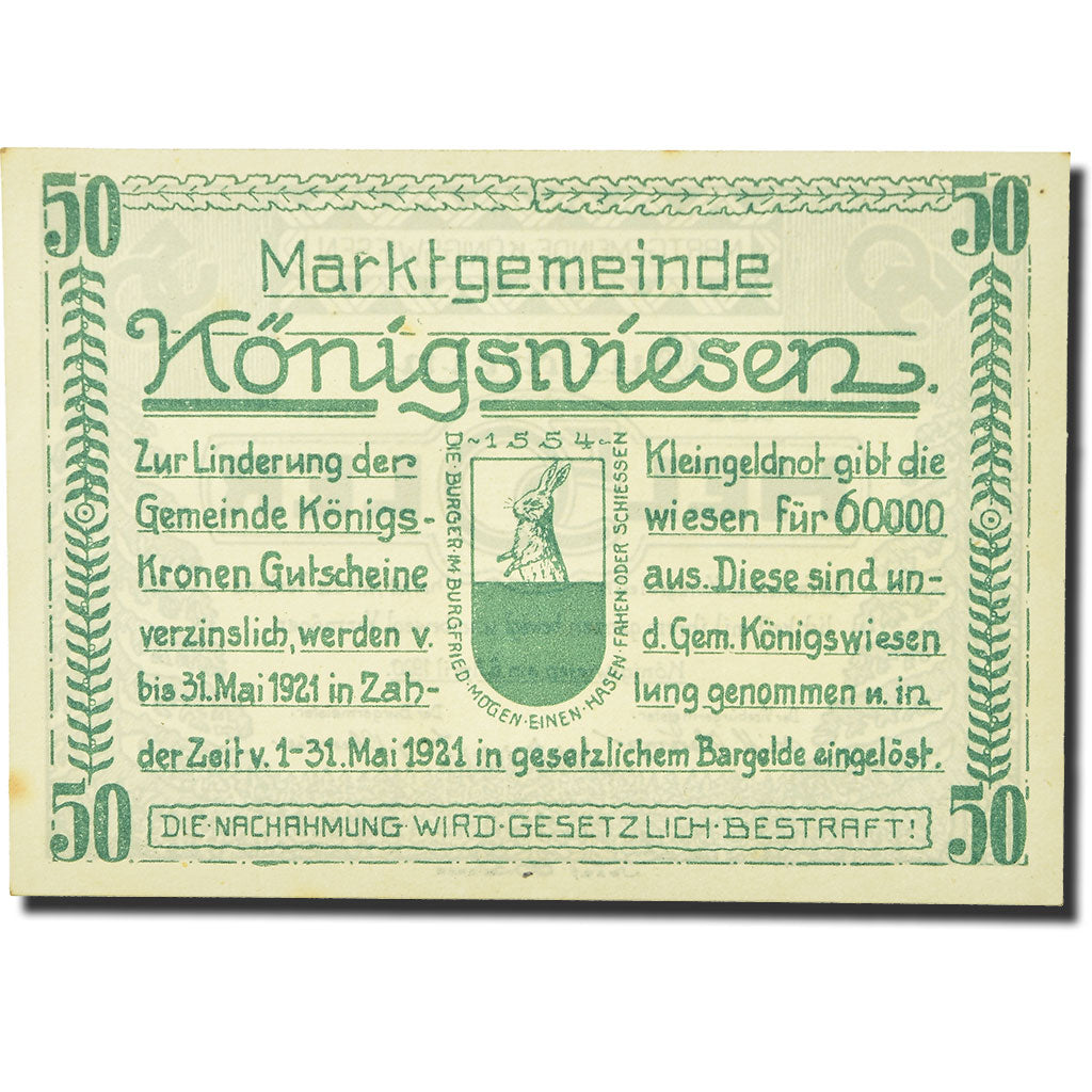 Geldschein, Österreich, Konigswiesen, 50 Heller, lapin, 1920, 1920-04-06, UNZ-