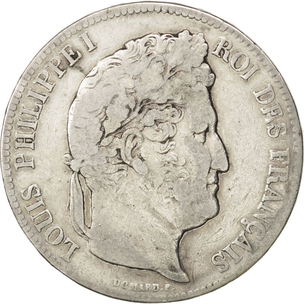 Moneta, Francia, Louis-Philippe, 5 Francs, 1839, Paris, MB, Argento, KM:749.1