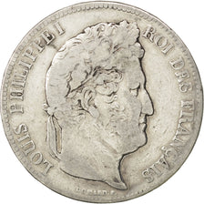 Moneta, Francia, Louis-Philippe, 5 Francs, 1839, Paris, MB, Argento, KM:749.1