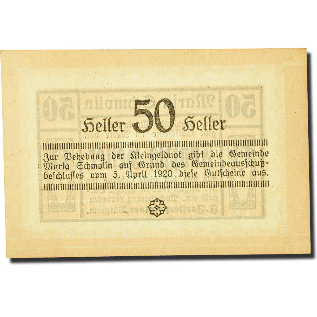 Geldschein, Österreich, Maria Schmolln O.Ö. Gemeinde, 50 Heller, graphique