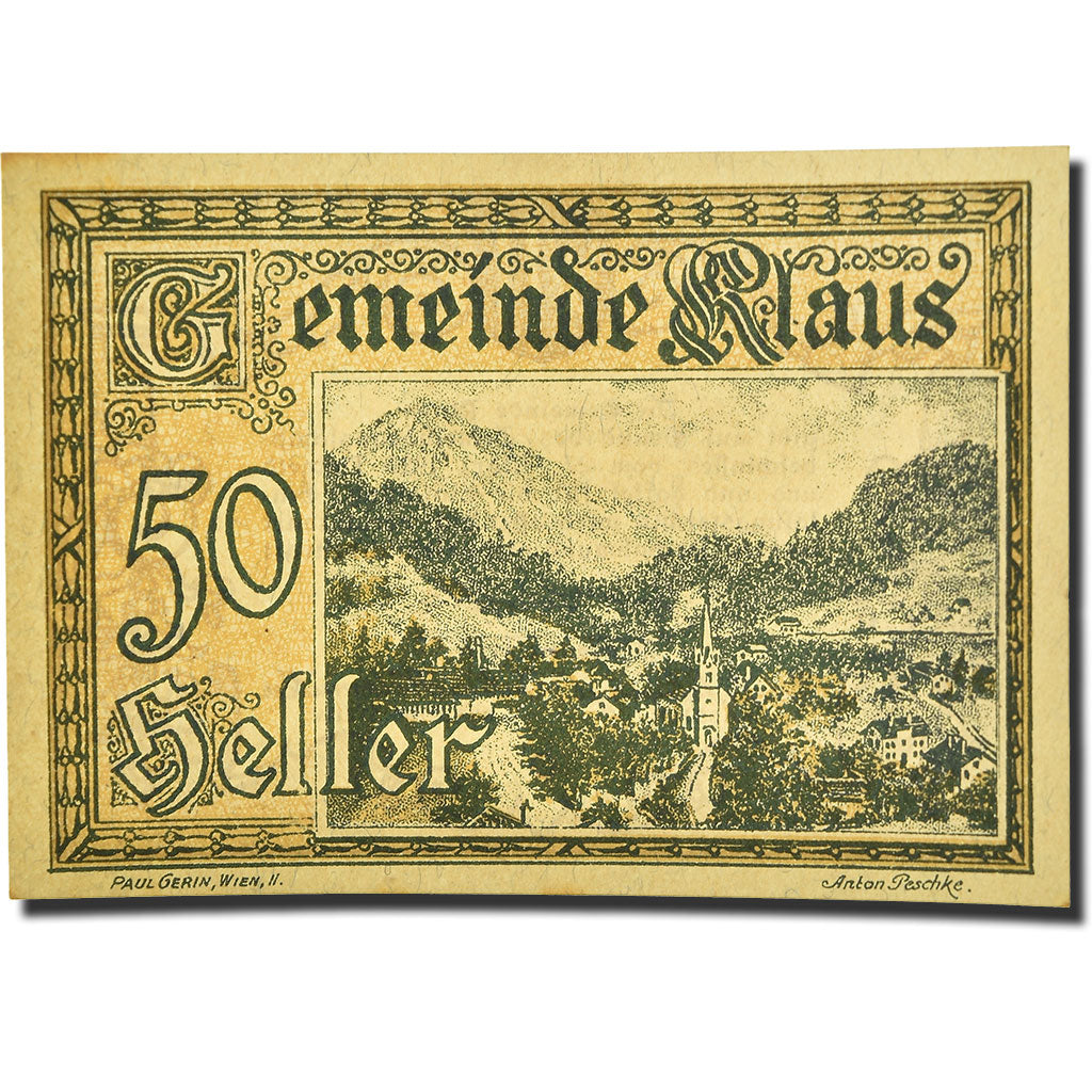 Geldschein, Österreich, Klaus, 50 Heller, paysage, 1920, 1920-03-27, UNZ-