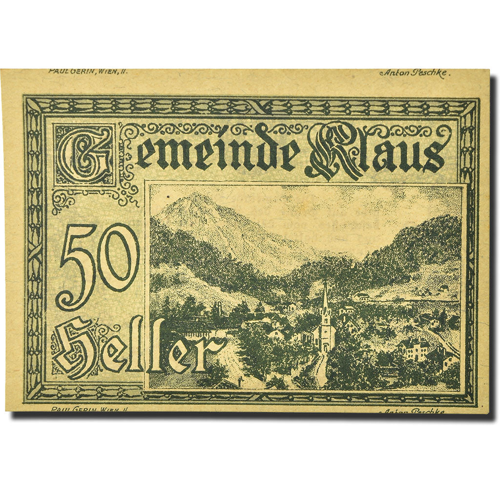 Geldschein, Österreich, Klaus, 50 Heller, paysage 1, 1920, 1920-03-27, UNZ-