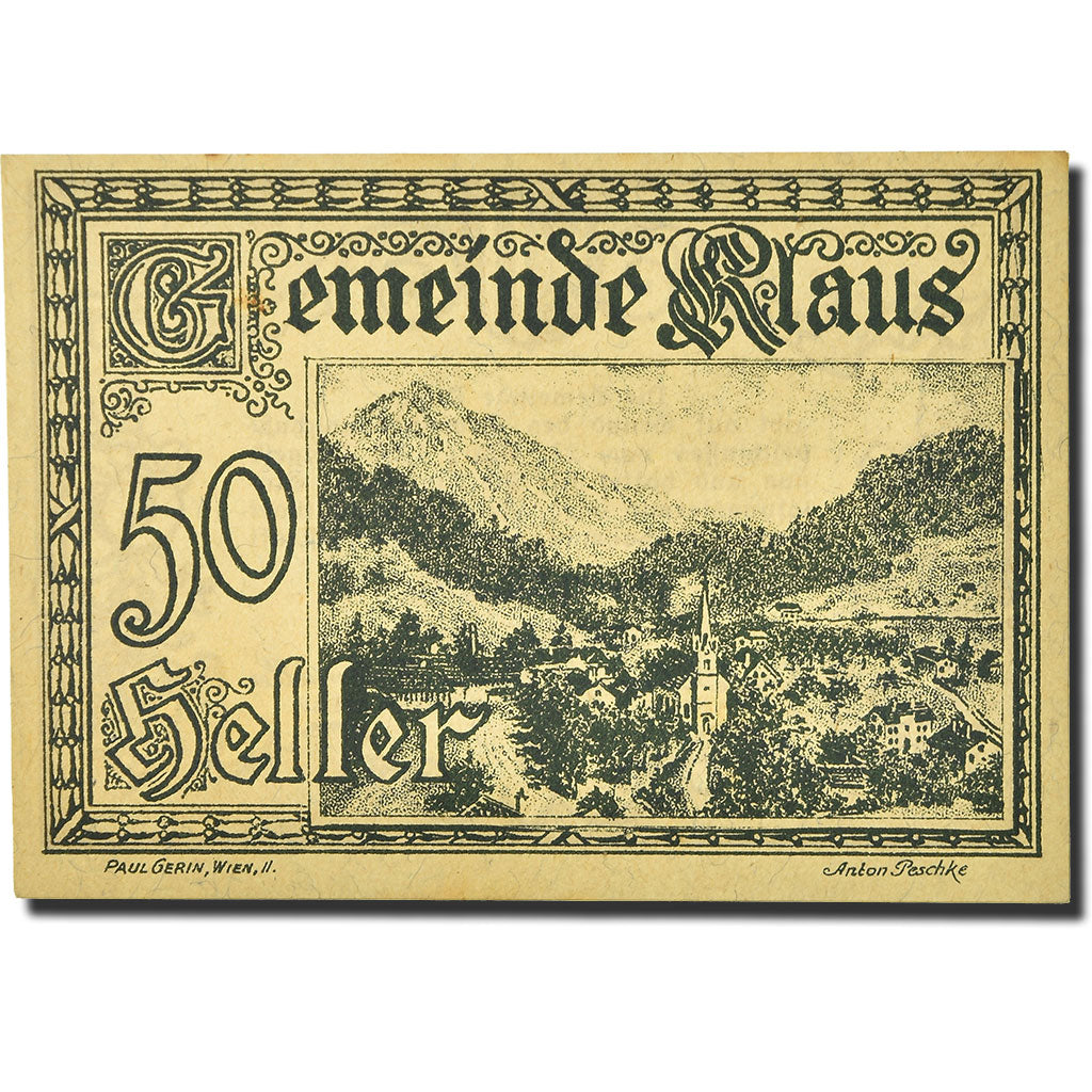 Geldschein, Österreich, Klaus, 50 Heller, paysage 2, 1920, 1920-03-27, UNZ-