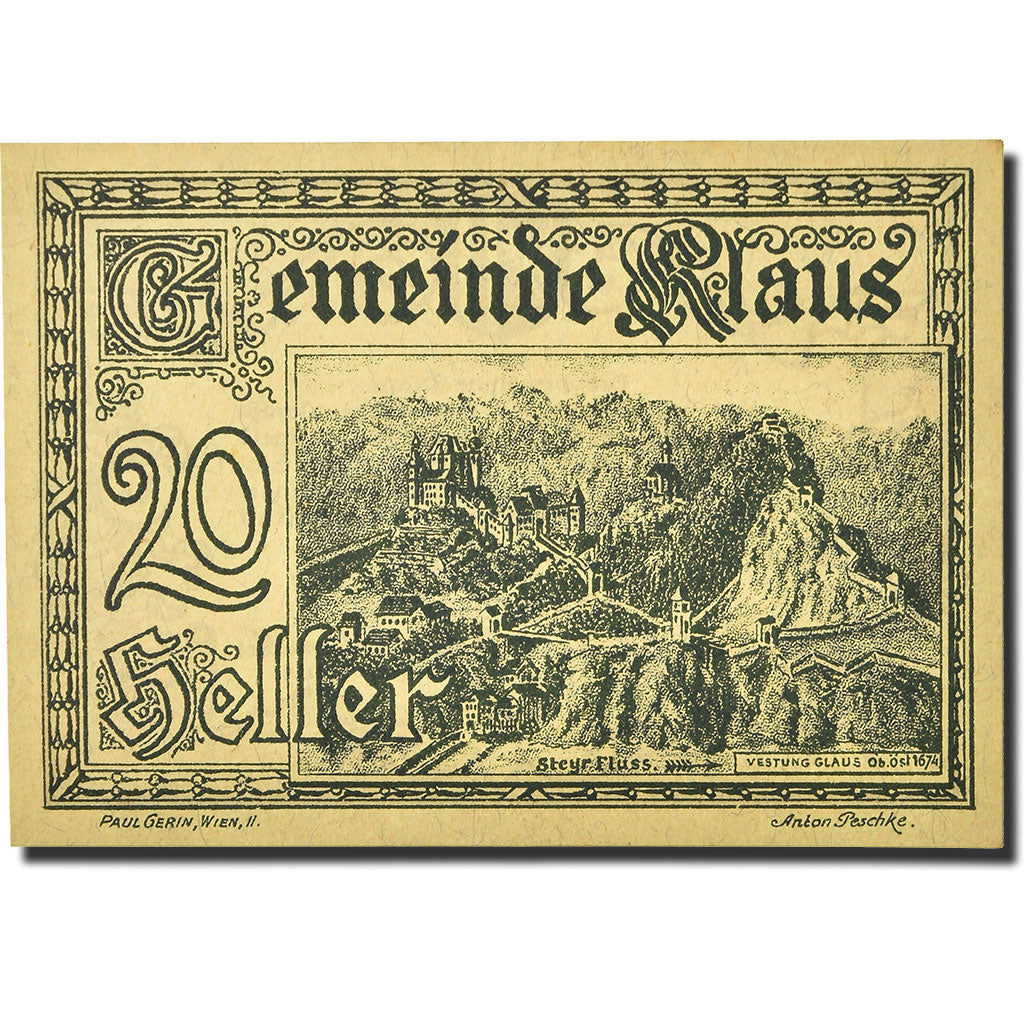 Geldschein, Österreich, Klaus, 20 Heller, paysage, 1920, 1920-03-27, UNZ-