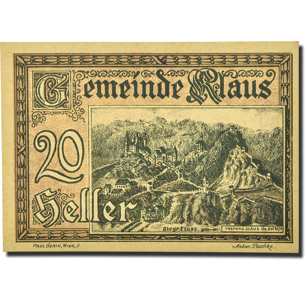 Geldschein, Österreich, Klaus, 20 Heller, paysage 1, 1920, 1920-03-27, UNZ-