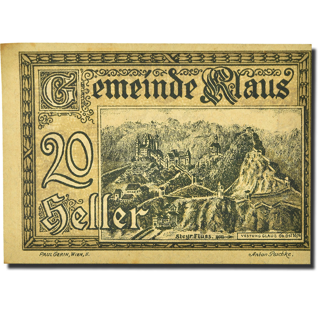 Geldschein, Österreich, Klaus, 20 Heller, paysage 2, 1920, 1920-03-27, UNZ-