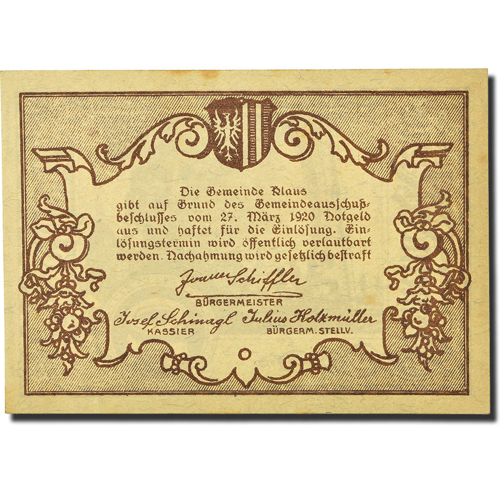 Geldschein, Österreich, Klaus, 10 Heller, paysage, 1920, 1920-03-27, UNZ-