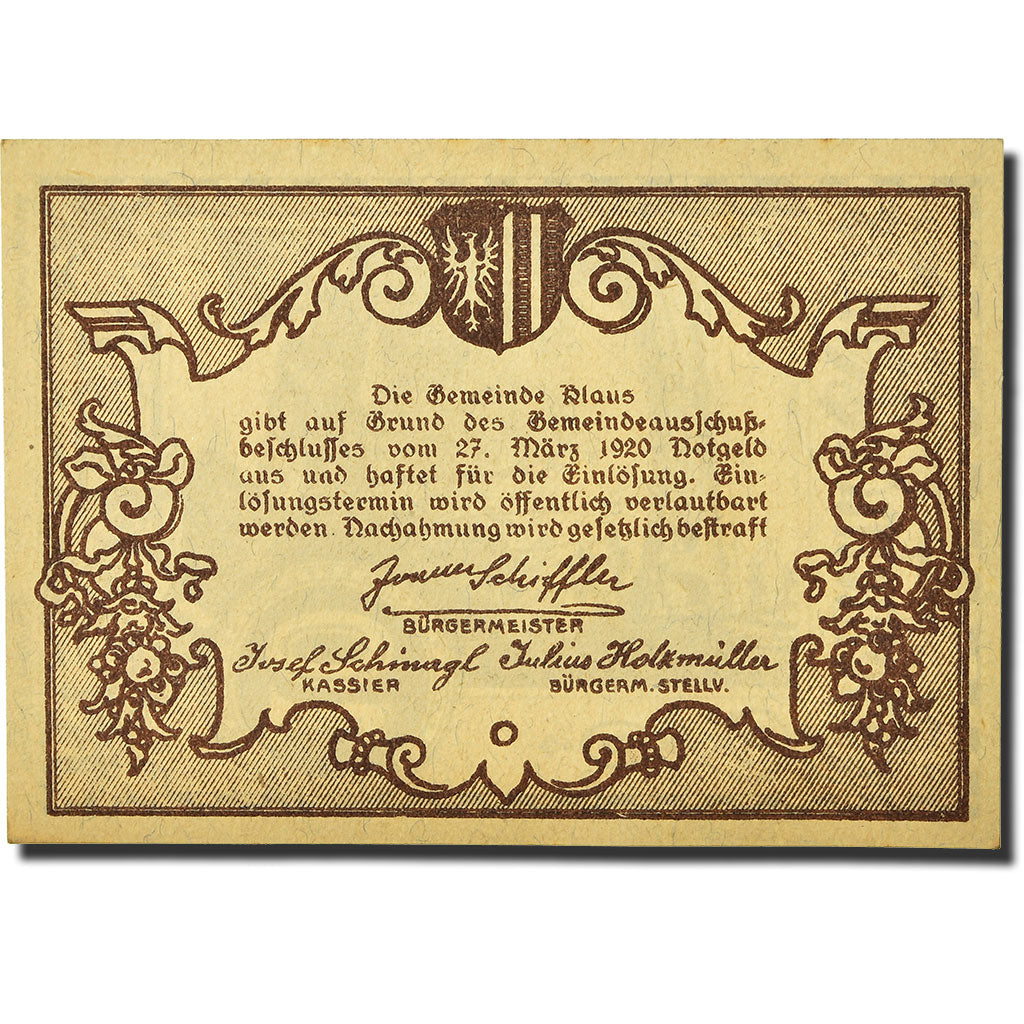 Banknote, Austria, Klaus, 10 Heller, paysage 1, 1920, 1920-03-27, UNC(63)