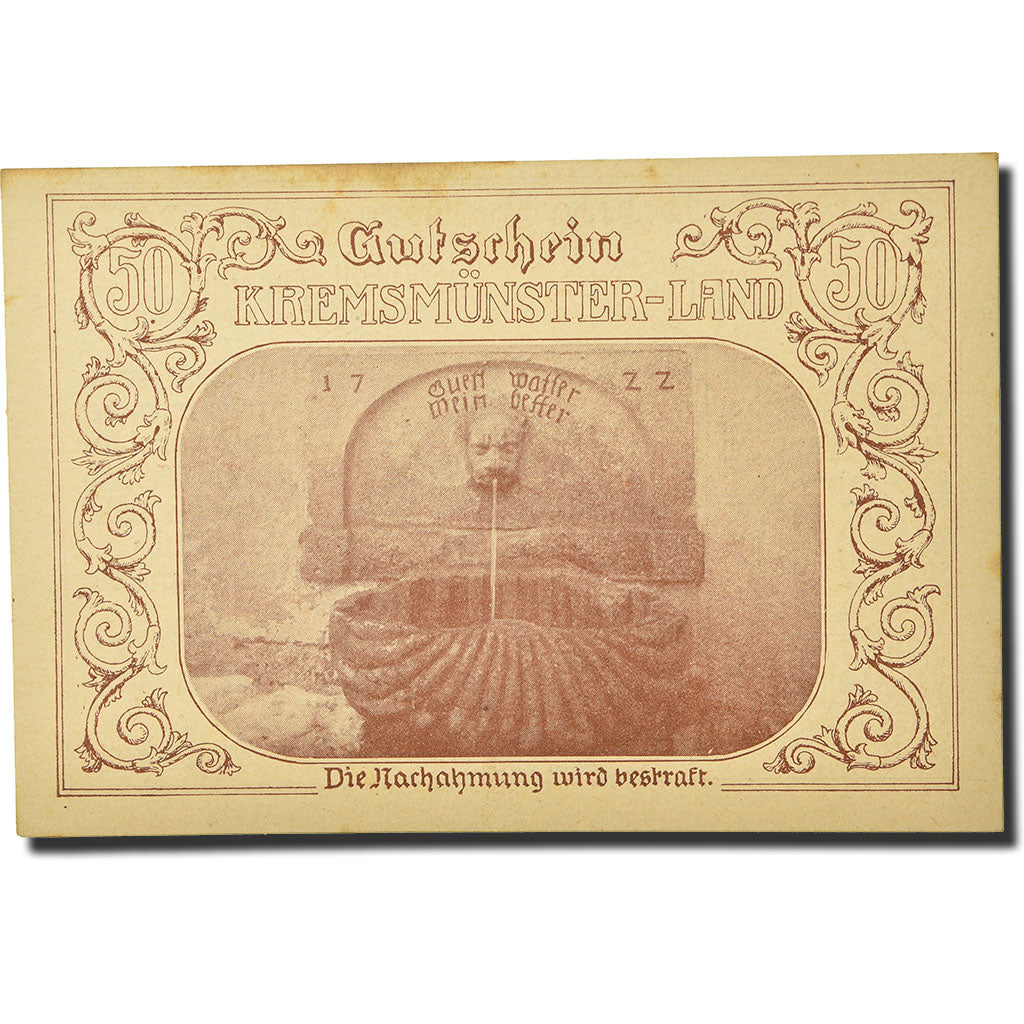 Geldschein, Österreich, Kremsmunster, 50 Heller, château, 1920, 1920-12-31