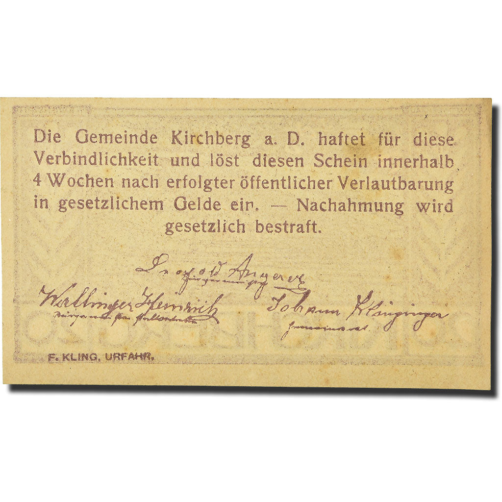 Geldschein, Österreich, Kirchberg, 20 Heller, paysage, UNZ-, Mehl:FS 441 b