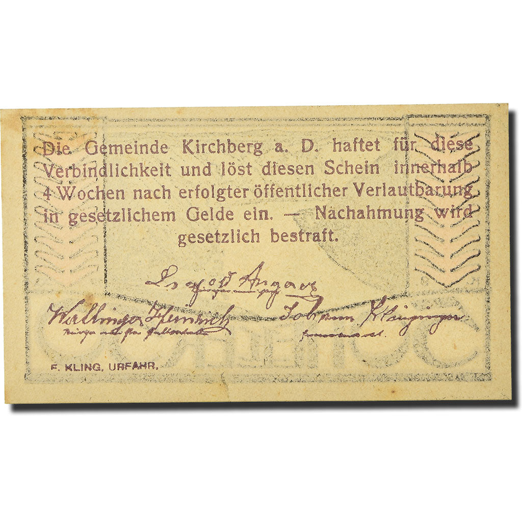 Geldschein, Österreich, Kirchberg, 50 Heller, paysage, UNZ-, Mehl:FS 441 b