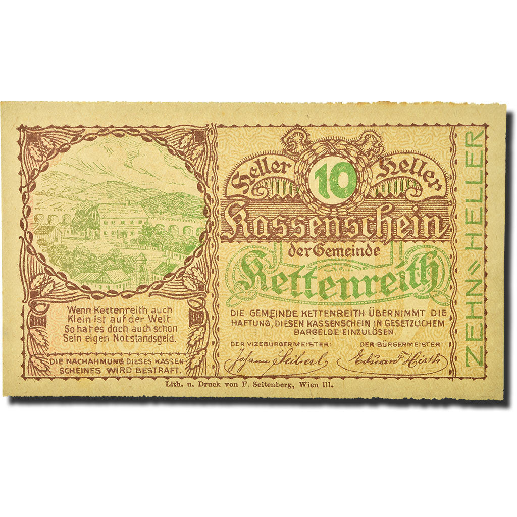Geldschein, Deutschland, Kettenreith, 10 Heller, château, UNZ-, Mehl:FS 435 a