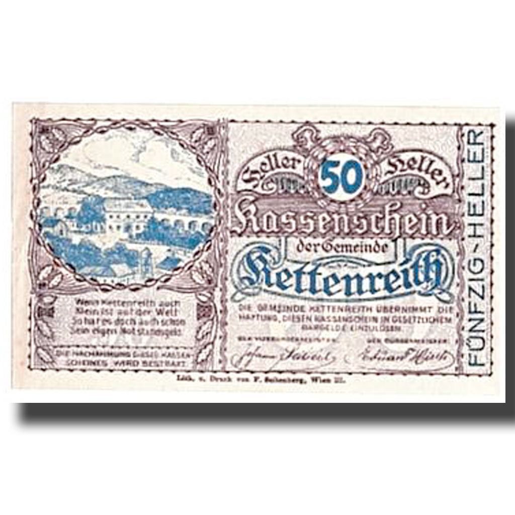 Geldschein, Deutschland, Kettenreith, 50 Heller, château, UNZ-, Mehl:FS 435 a
