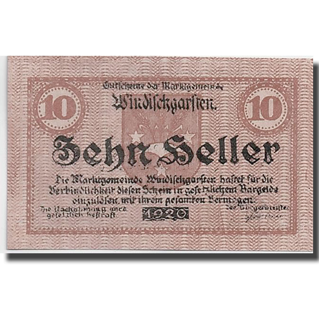 Geldschein, Österreich, Windischgarsten, 10 Heller, paysage, 1920, 1920-10-30
