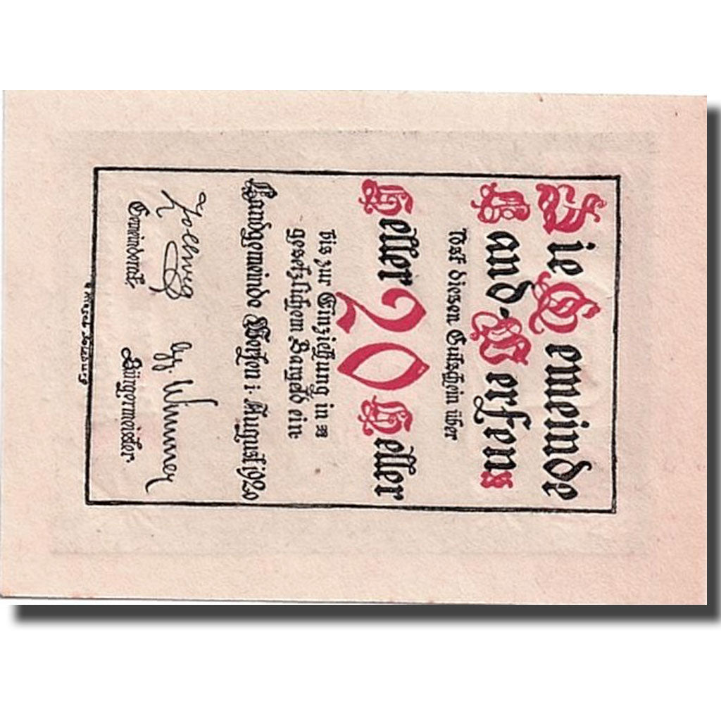 Geldschein, Österreich, Werfen, 20 Heller, paysage, 1920, UNZ-, Mehl:1172