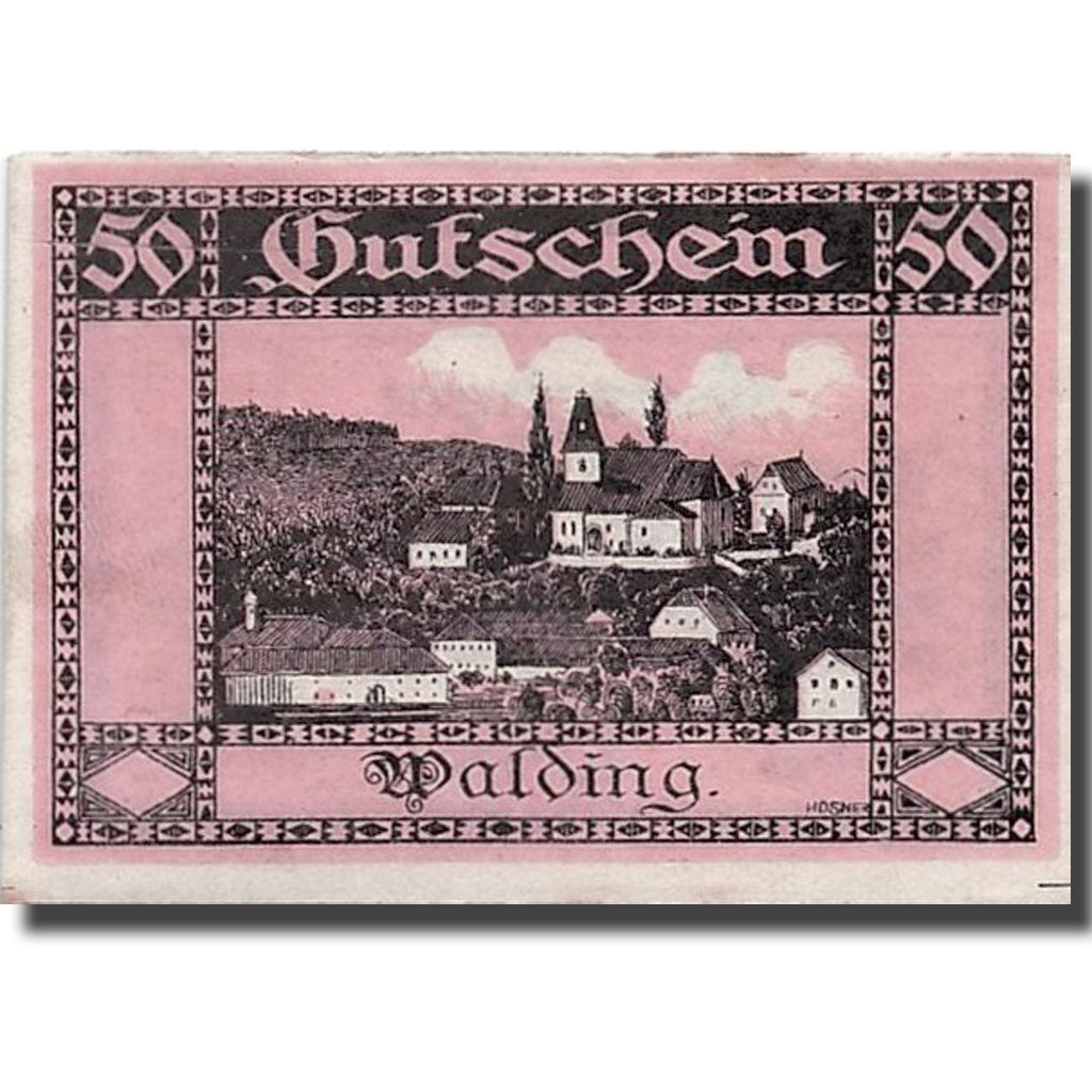 Geldschein, Österreich, Walding, 50 Heller, paysage, 1920, 1920-04-18, UNZ-