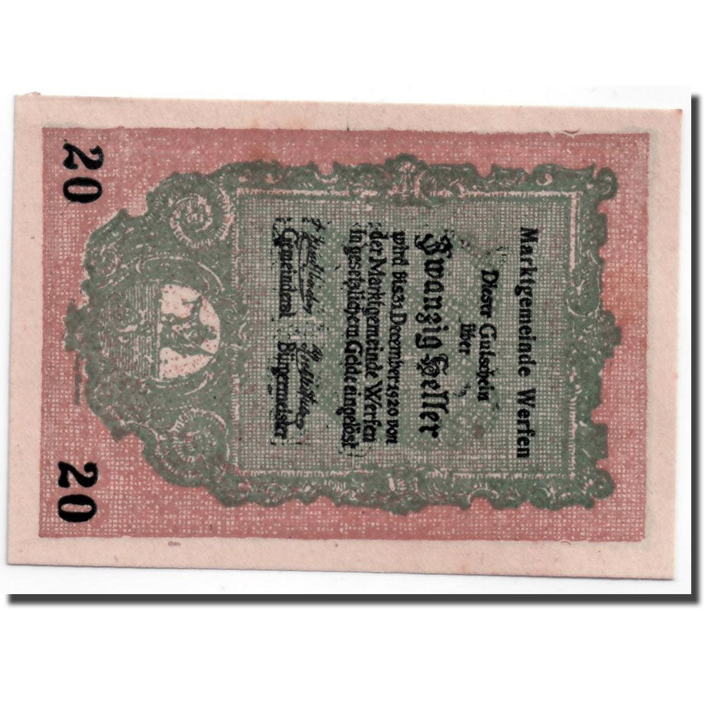 Geldschein, Österreich, Werfen, 20 Heller, paysage, UNZ-, Mehl:1173a