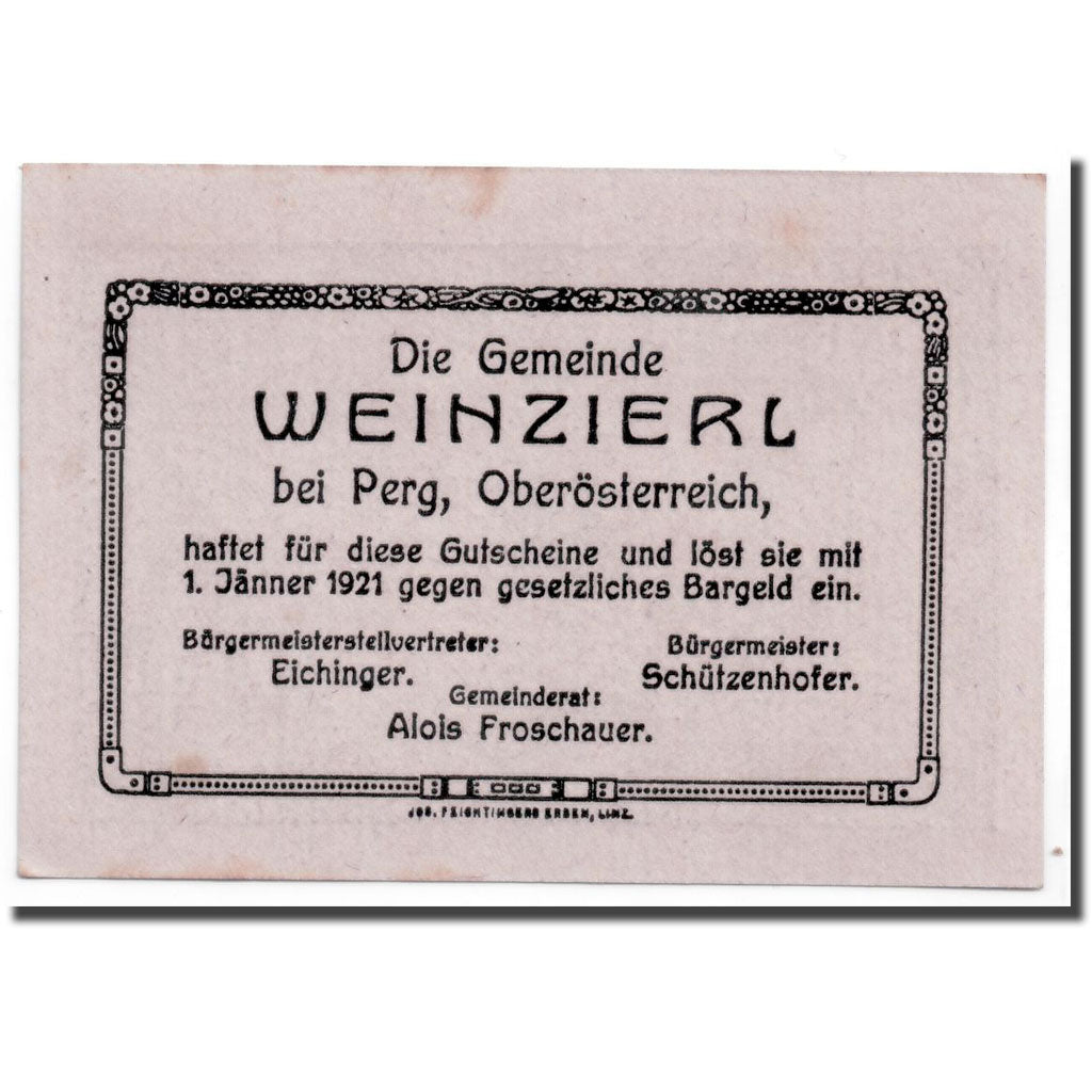 Geldschein, Österreich, Weinzierl, 20 Heller, paysage, UNZ-, Mehl:1152b