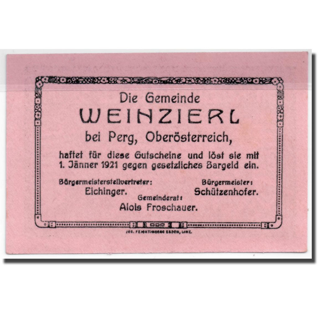 Geldschein, Österreich, Weinzierl, 50 Heller, paysage, UNZ-, Mehl:1152b
