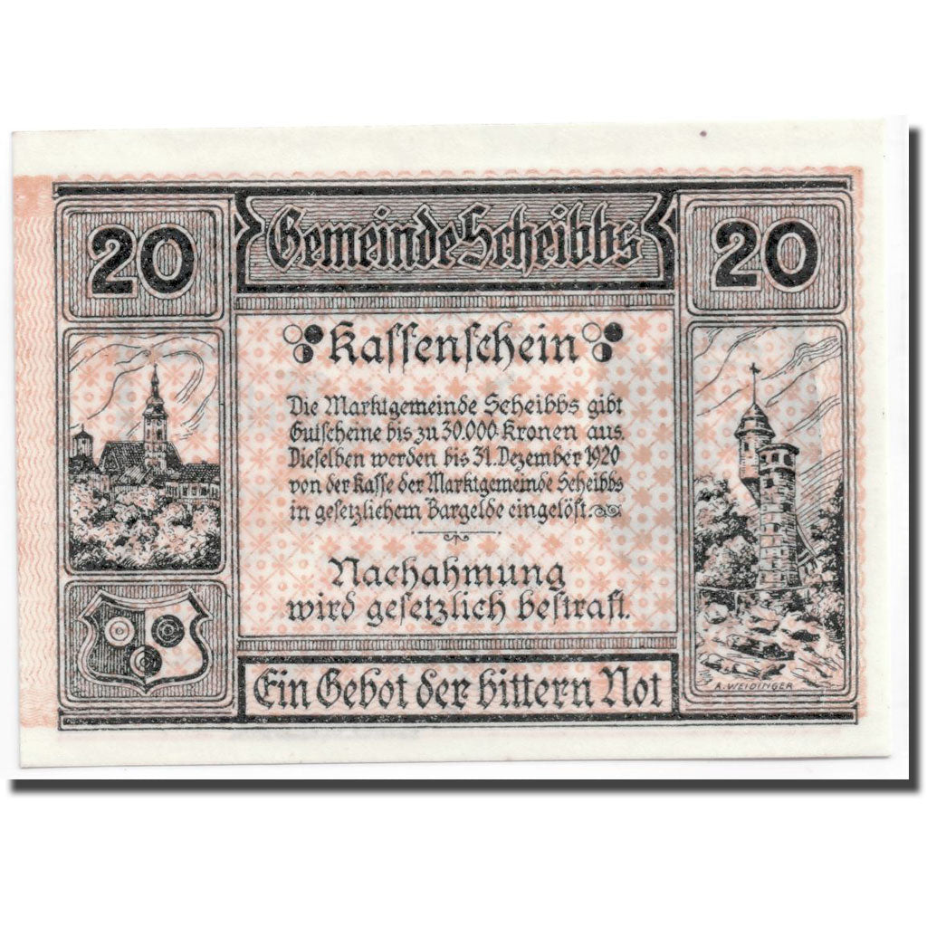 Geldschein, Österreich, Scheibbs, 20 Heller, tour, 1920, 1920-05-01, UNZ-