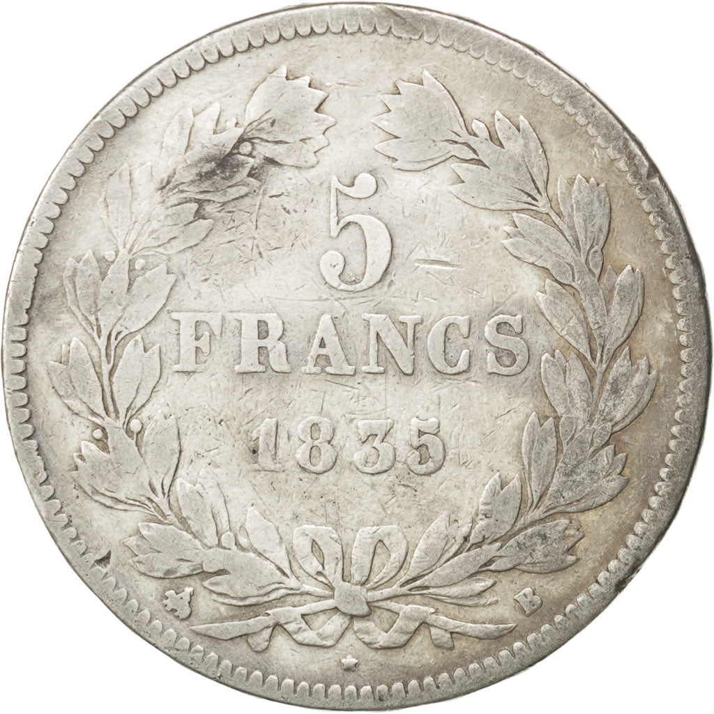 Münze, Frankreich, Louis-Philippe, 5 Francs, 1835, Rouen, S+, Silber, KM:749.2