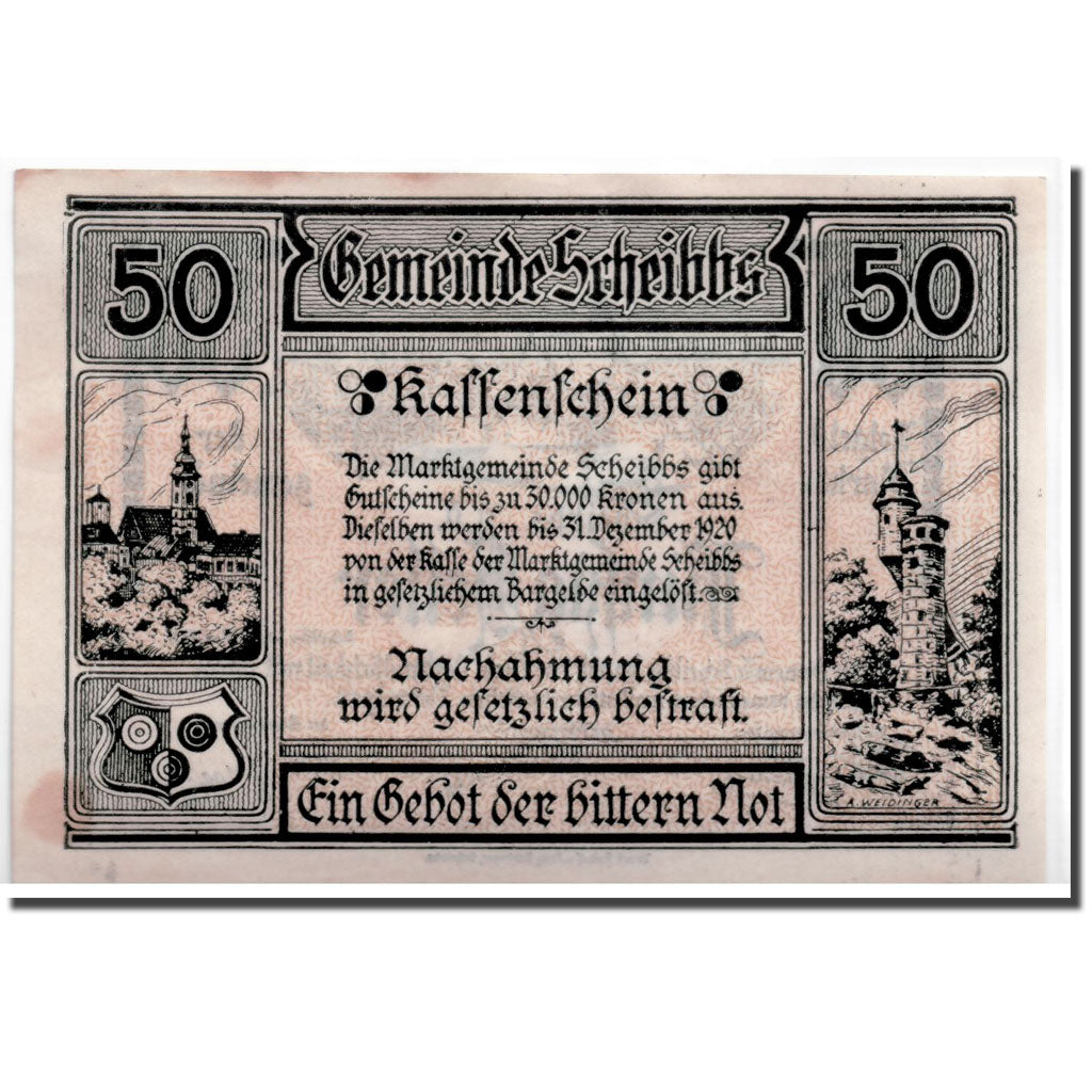 Geldschein, Österreich, Scheibbs, 50 Heller, tour, 1920, 1920-05-01, UNZ-