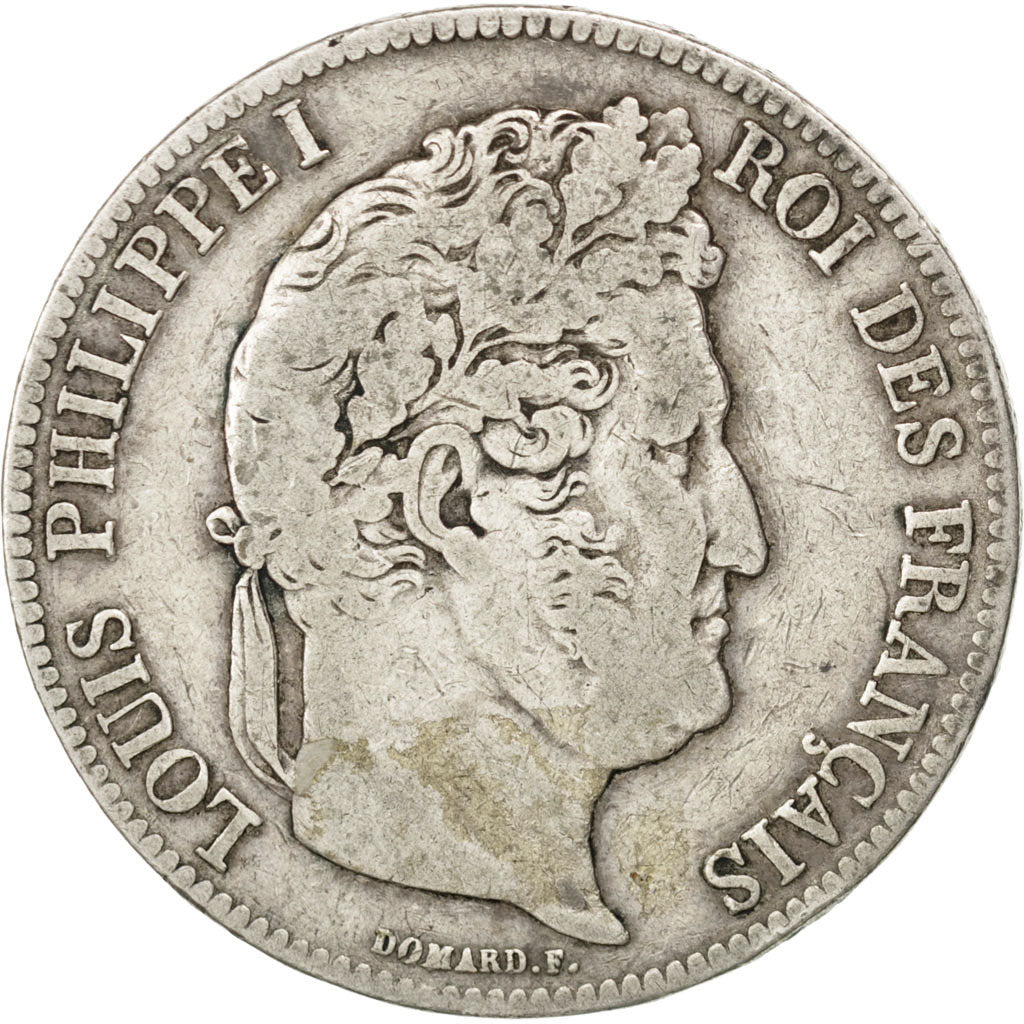 Coin, France, Louis-Philippe, 5 Francs, 1837, Rouen, VF(30-35), Silver