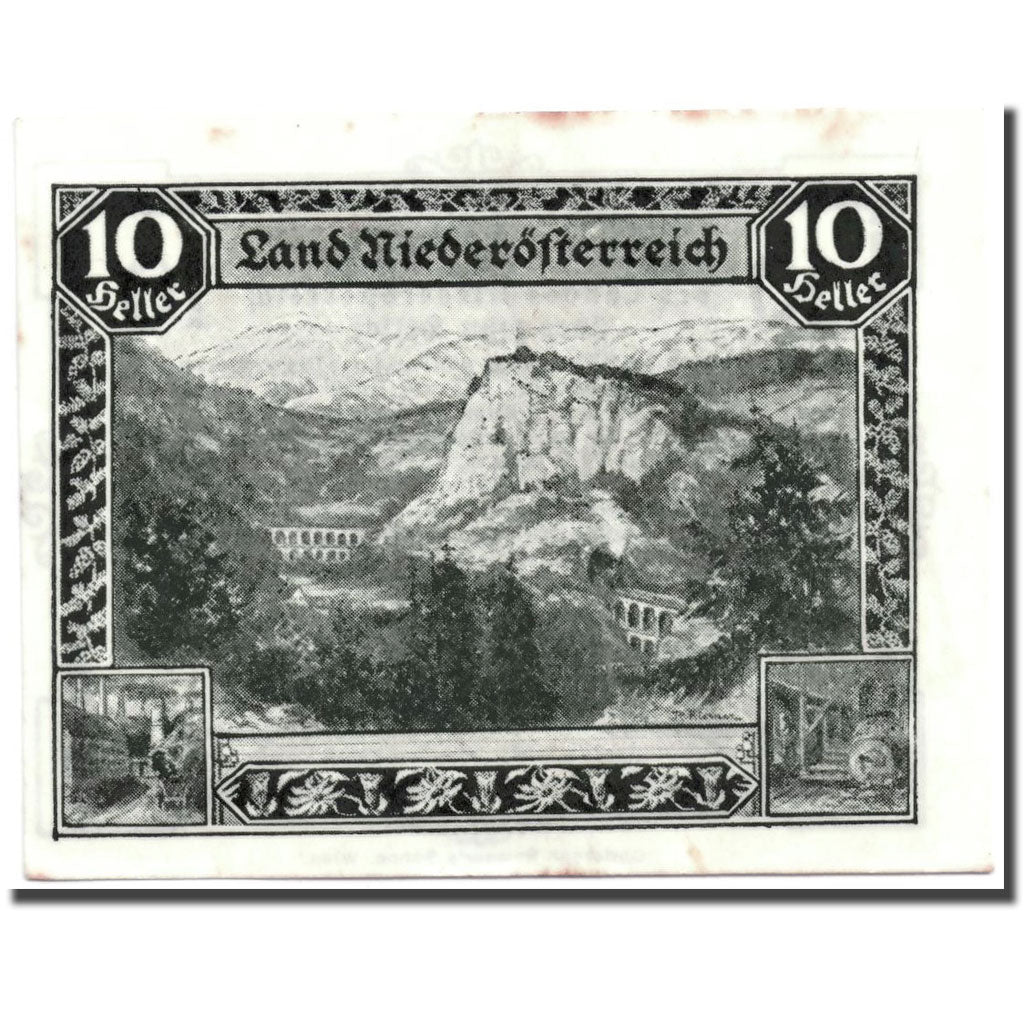 Geldschein, Österreich, Niederösterreich, 10 Heller, paysage, 1920