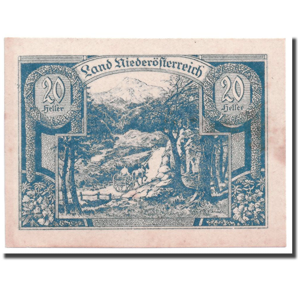 Geldschein, Österreich, Niederösterreich, 20 Heller, paysage 2, 1920
