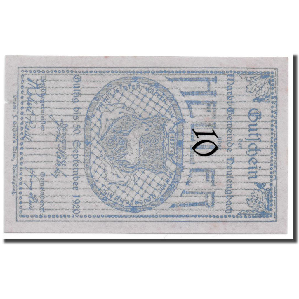 Geldschein, Österreich, Neulengbach, 10 Heller, Ecusson, UNZ-, Mehl:659a