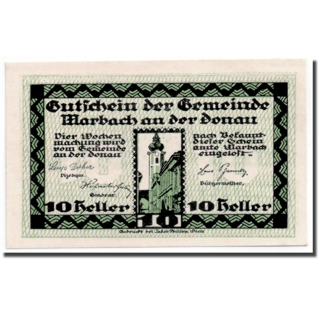 Geldschein, Österreich, Marbach an der Donau, 10 Heller, Ecusson, UNZ-, Mehl:fs