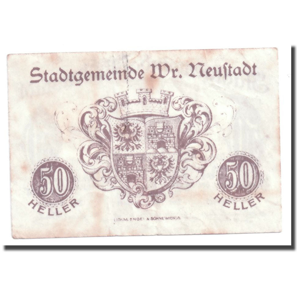 Geldschein, Österreich, Wiener Neustadt, 50 Heller, rempart, 1920, 1920-03-29