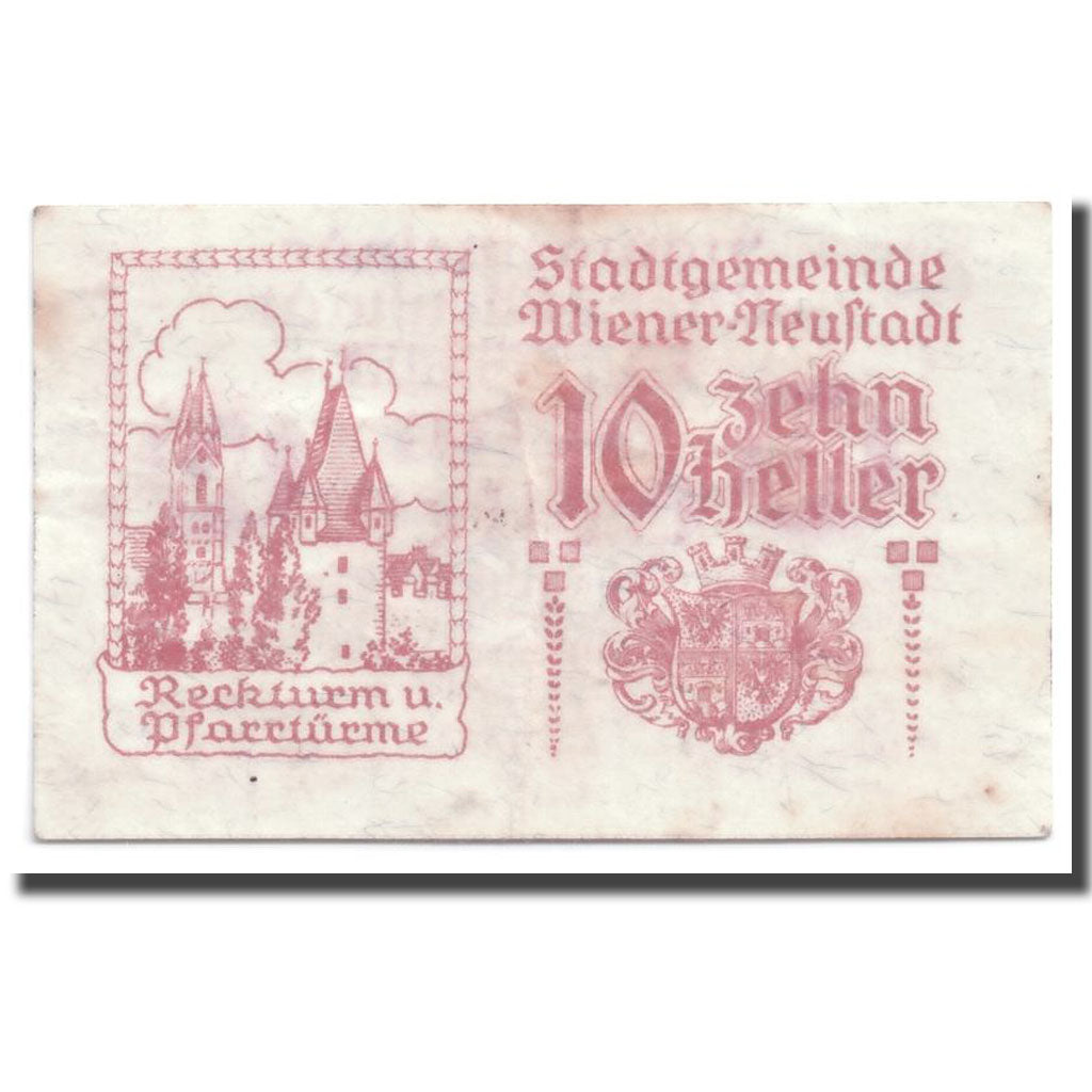 Geldschein, Österreich, Wiener Neustadt, 10 Heller, château, 1920, 1920-03-29