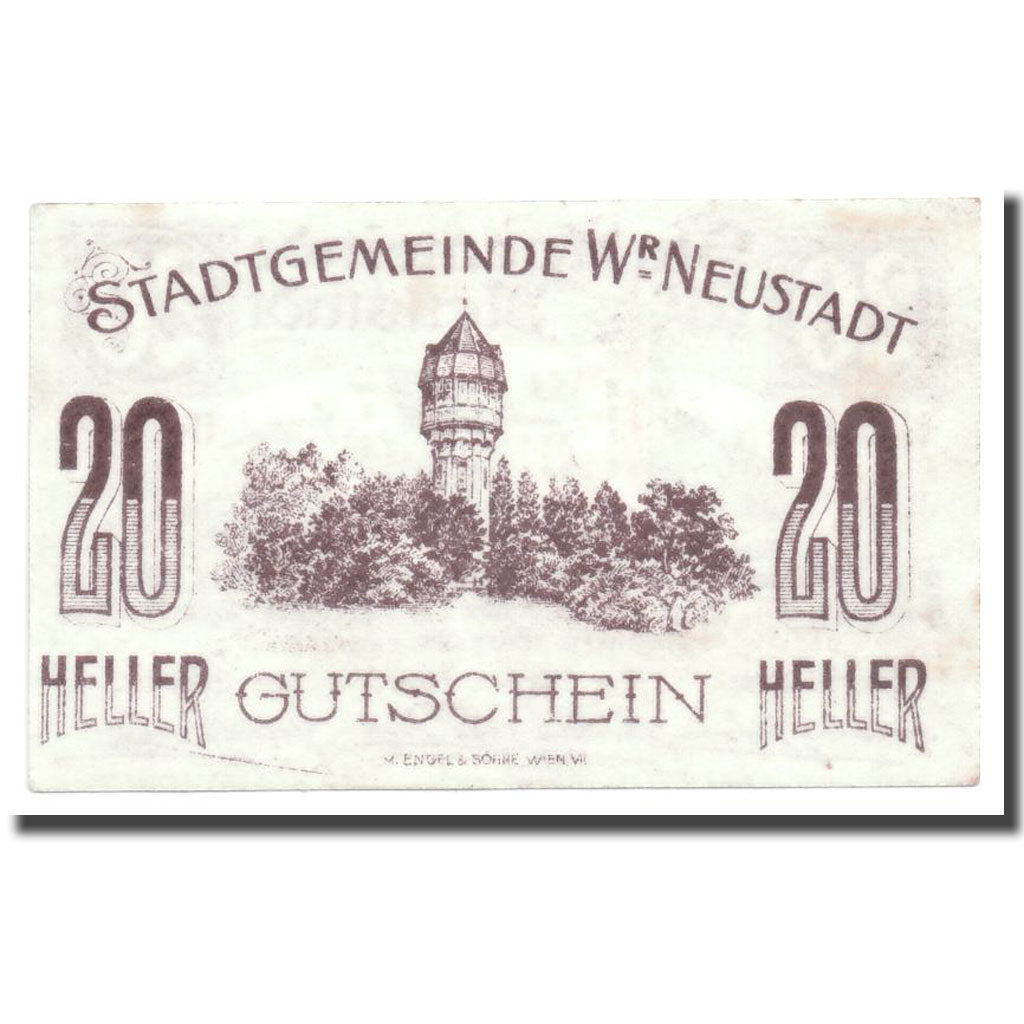 Geldschein, Österreich, Wiener Neustadt, 20 Heller, château, 1920, 1920-03-29