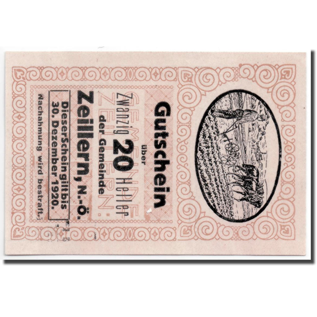 Geldschein, Österreich, Zeillern, 20 Heller, agriculteur, UNZ-, Mehl:1263a