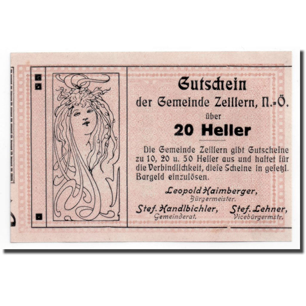 Geldschein, Österreich, Zeillern, 20 Heller, agriculteur, UNZ-, Mehl:1263a
