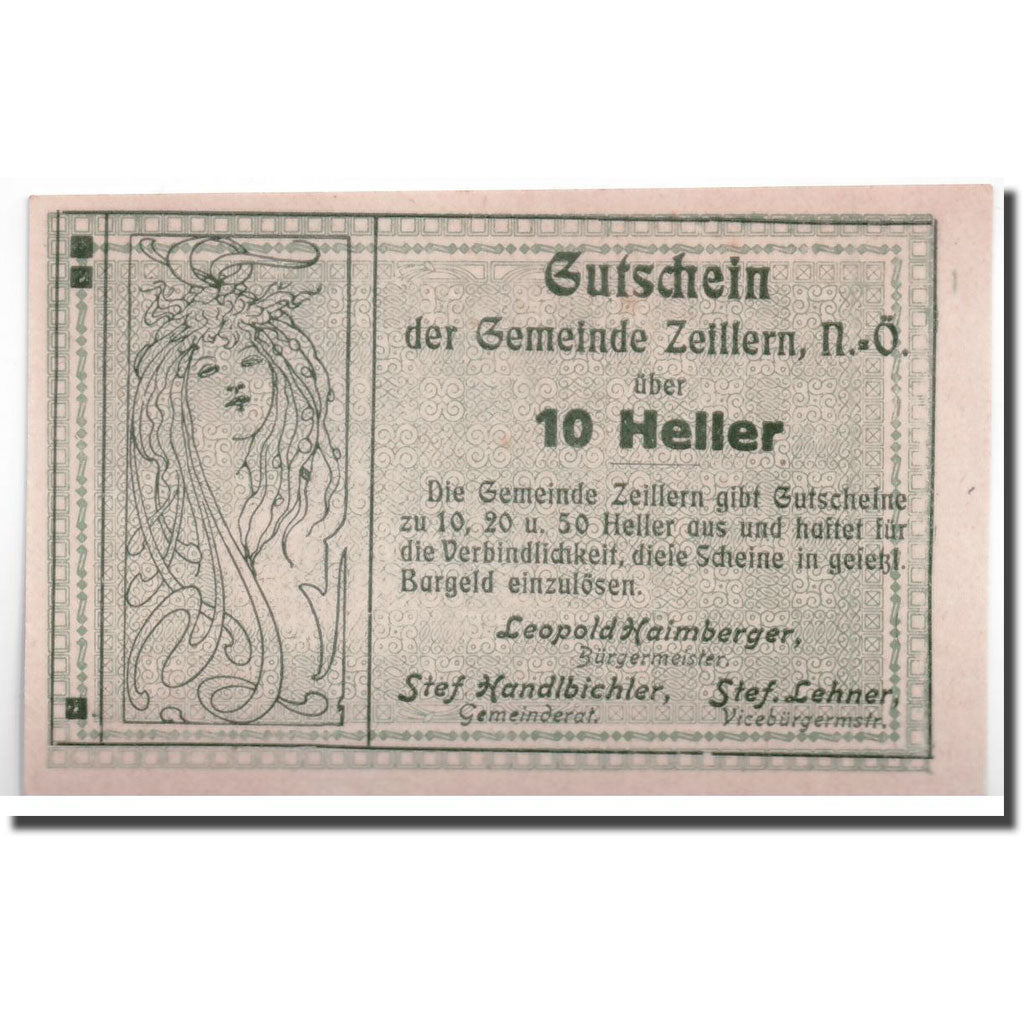 Geldschein, Österreich, Zeillern, 10 Heller, agriculteur, UNZ-, Mehl:1263a