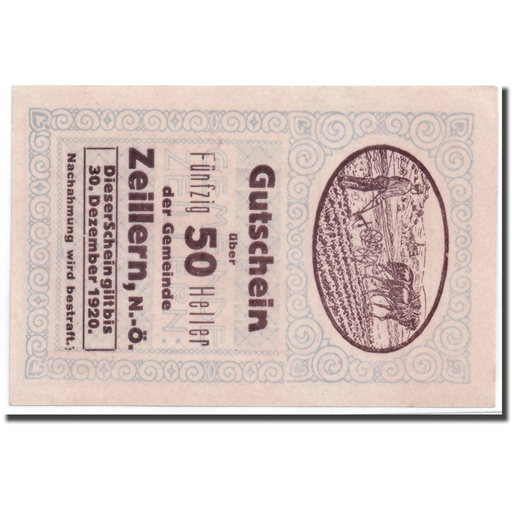 Geldschein, Österreich, Zeillern, 50 Heller, agriculteur, UNZ-, Mehl:1263b