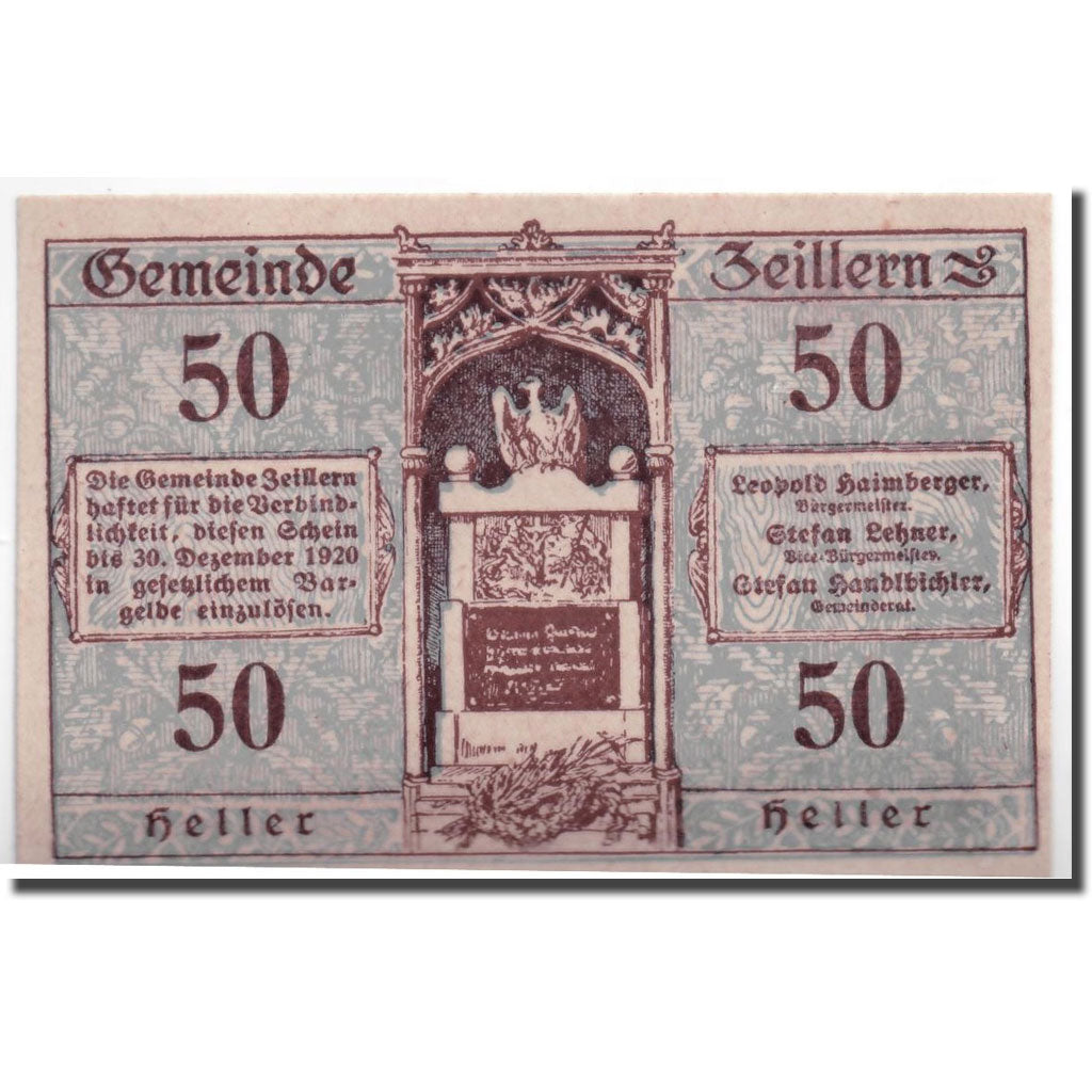 Geldschein, Österreich, Zeillern, 50 Heller, paysage, UNZ-, Mehl:1263d