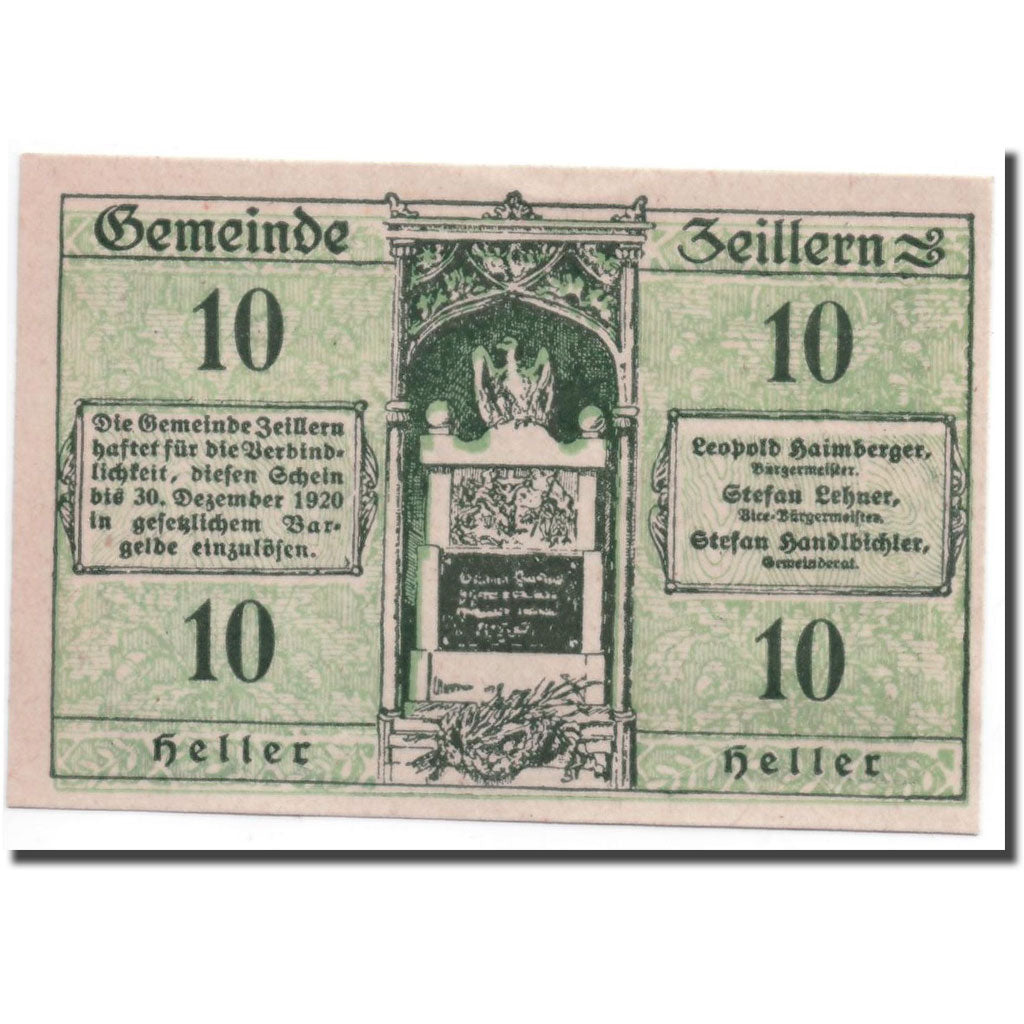 Geldschein, Österreich, Zeillern, 10 Heller, paysage, UNZ-, Mehl:1263d