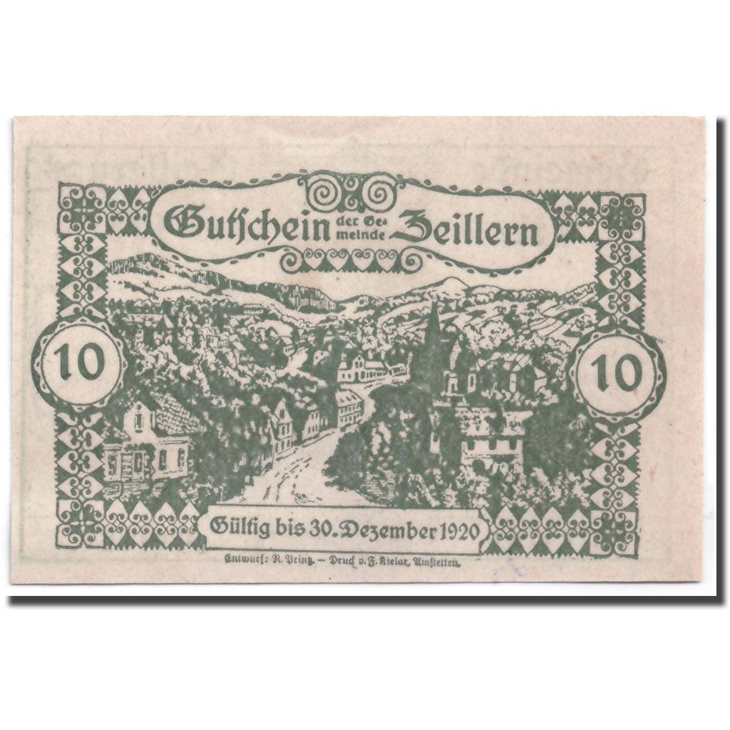 Geldschein, Österreich, Zeillern, 10 Heller, paysage, UNZ-, Mehl:1263d
