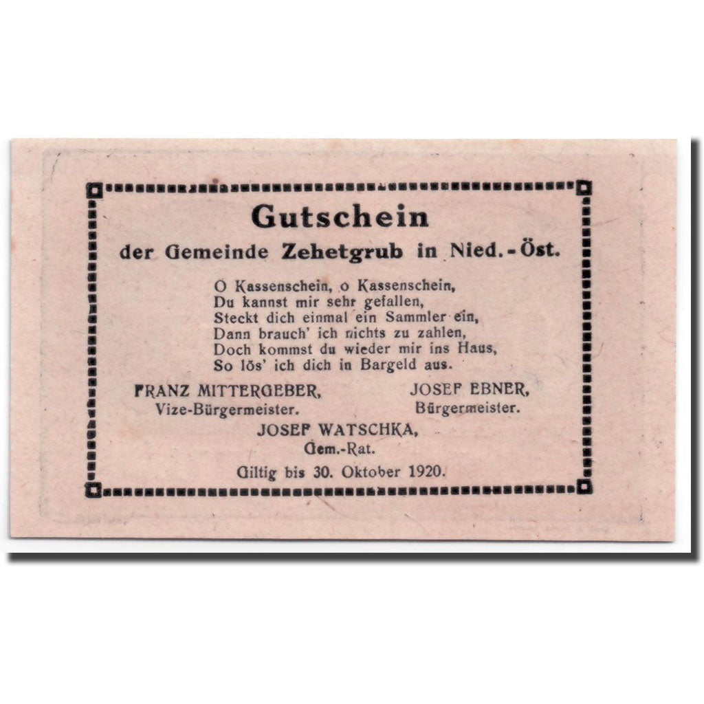 Geldschein, Österreich, Zehetgrub, 30 Heller, Maison, 1920, 1920-10-30, UNZ-