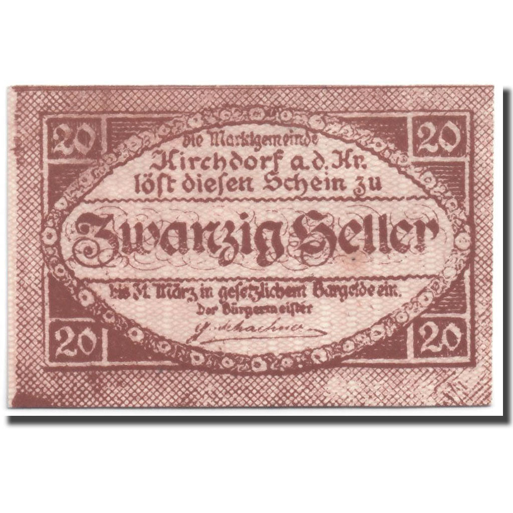 Geldschein, Österreich, Kirchdorf, 20 Heller, Ecusson, UNZ-, Mehl:4451 Ib
