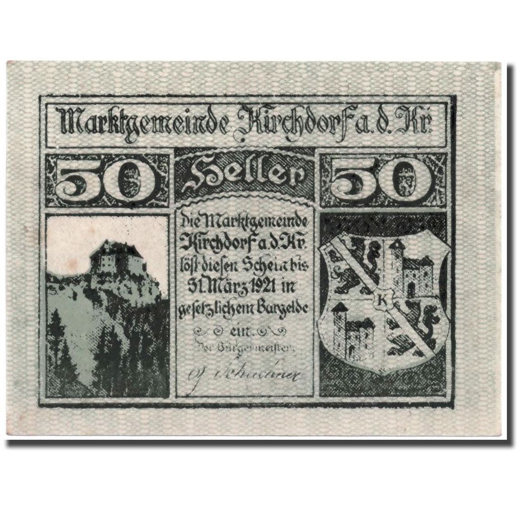 Banknote, Austria, Kirchdorf, 50 Heller, Ecusson, UNC(63), Mehl:4451 Ib