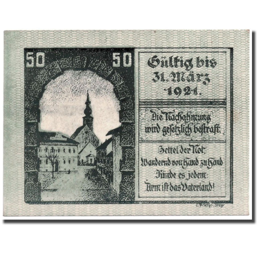Banknote, Austria, Kirchdorf, 50 Heller, Ecusson, UNC(63), Mehl:4451 Ib
