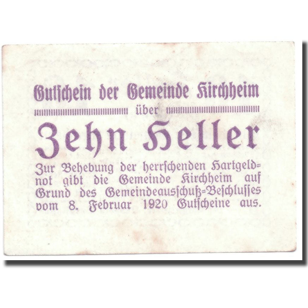 Geldschein, Österreich, Kirchheim, 10 Heller, graphique, UNZ-, Mehl:447 I